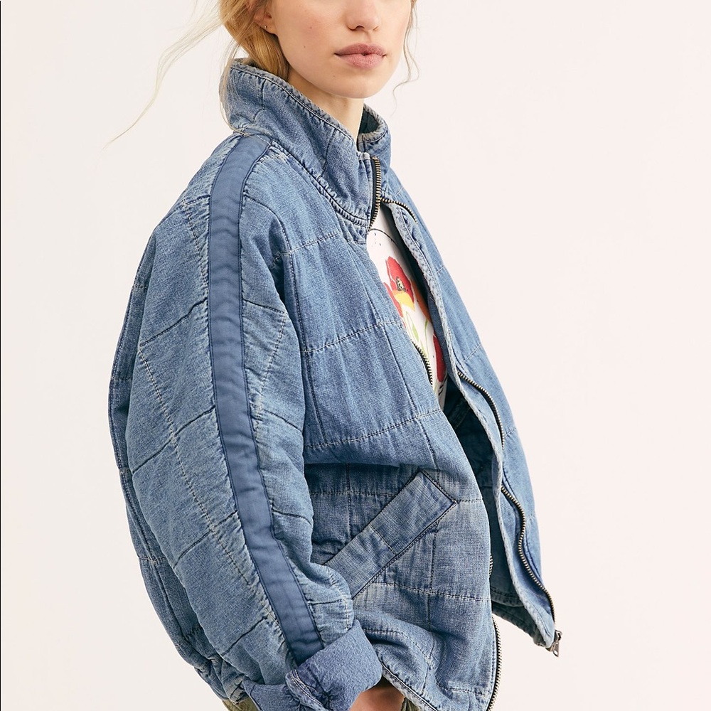 Free People 2019 Dolman Quilted Denim Jacket